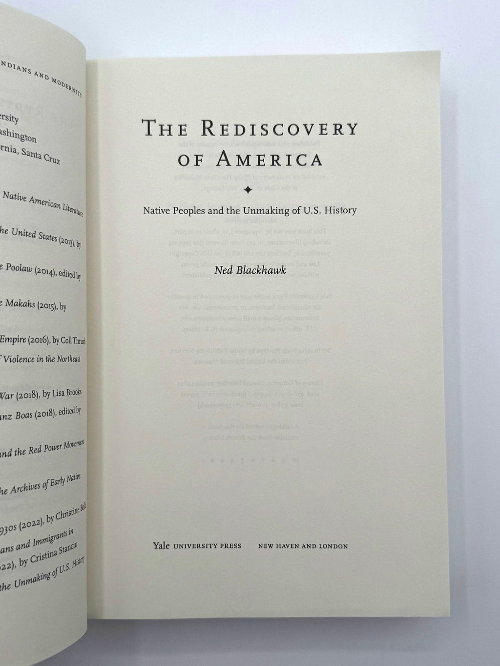 The Rediscovery of America by Ned Blackhawk Cedar Leaf Books