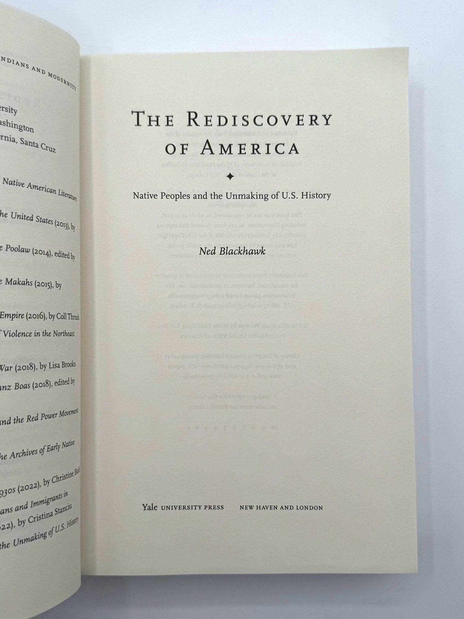The Rediscovery of America by Ned Blackhawk Cedar Leaf Books