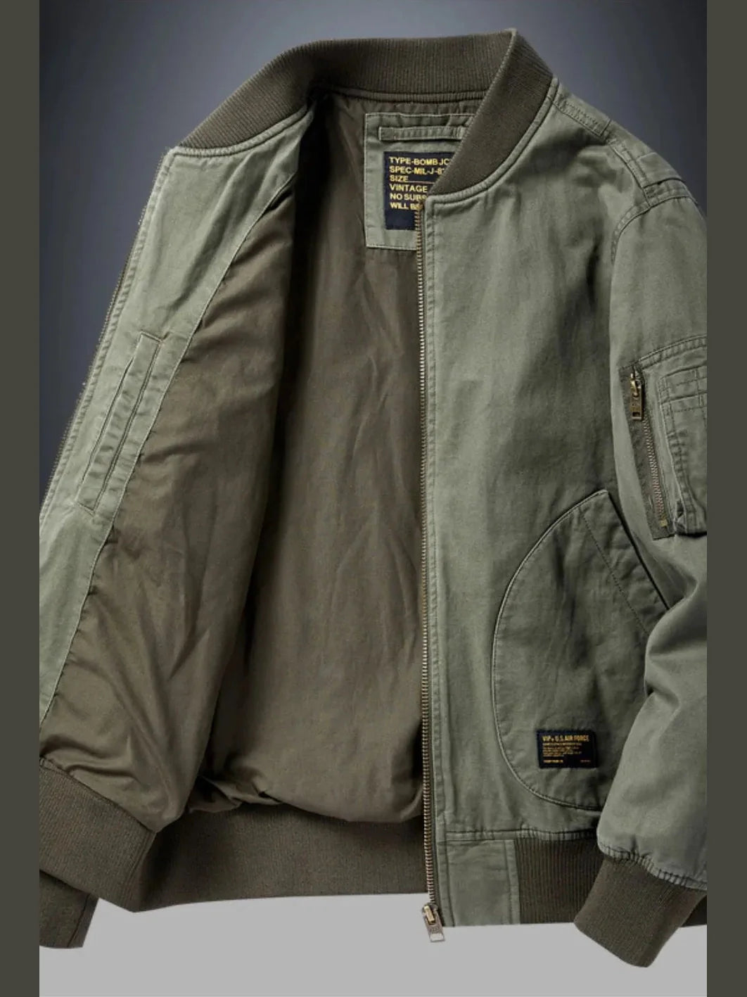 Men's Plus Size Zip Up Baseball Collar Bomber Jacket NicholesGifts