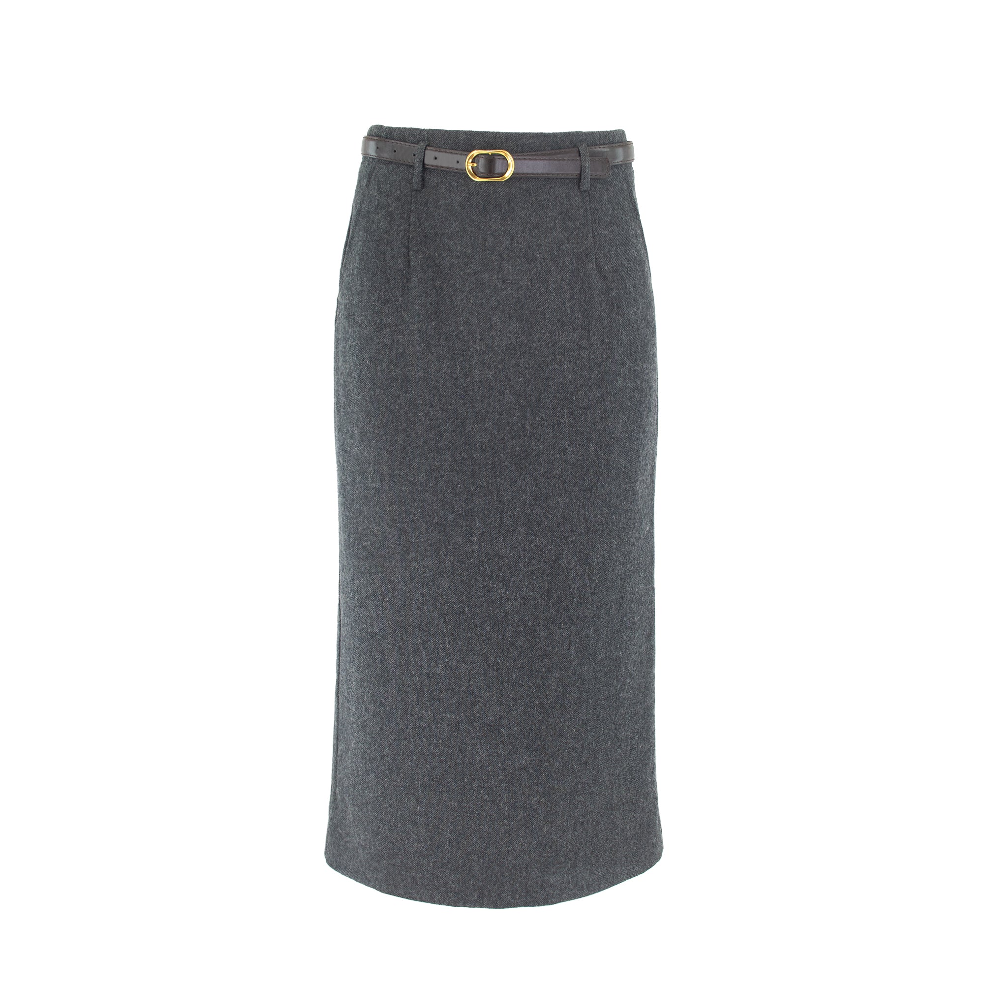 STRAIGHT WOOL SKIRT WITH BELT profile-nyc