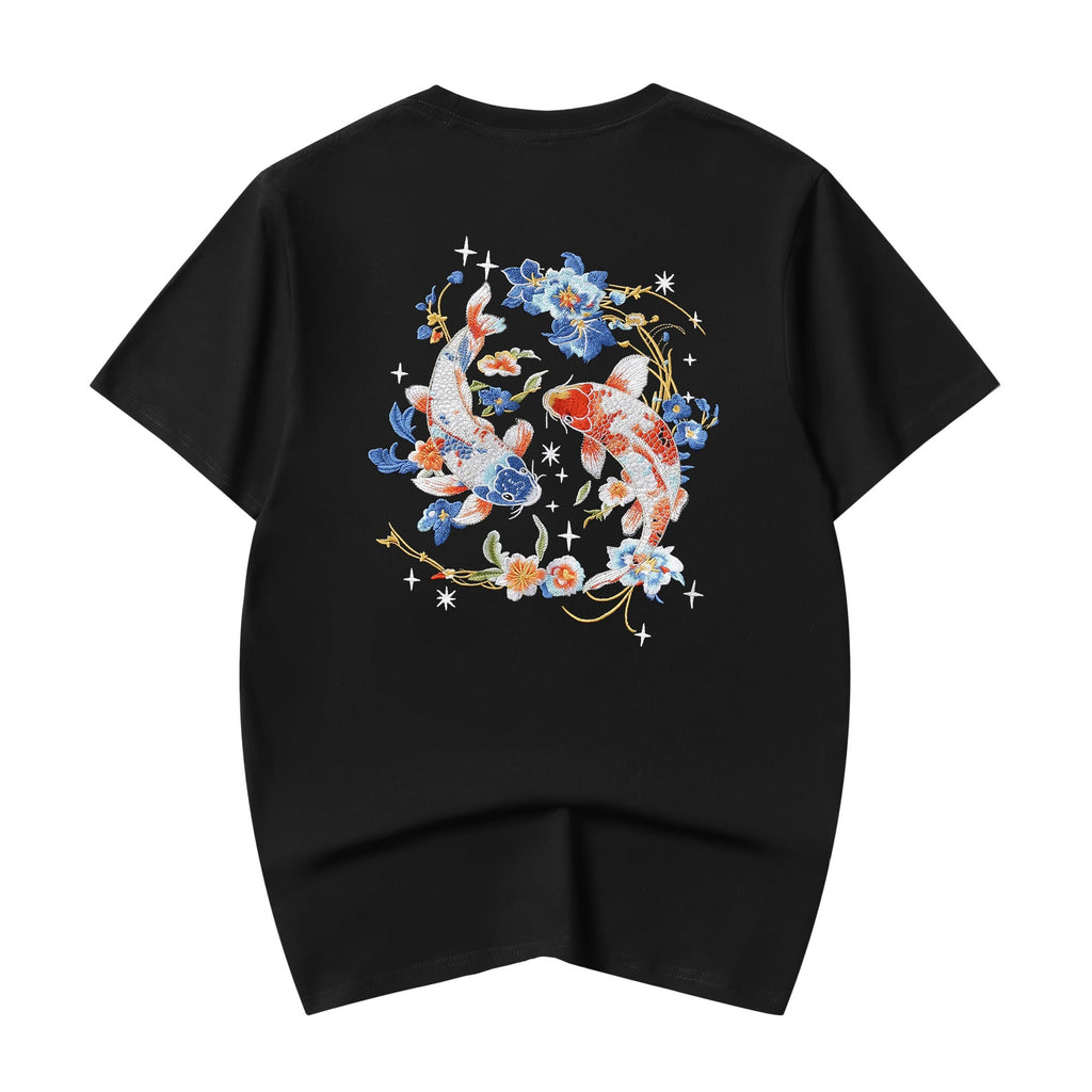 ET515 Rainbow Koi Fish Embroidered Tee Niepce