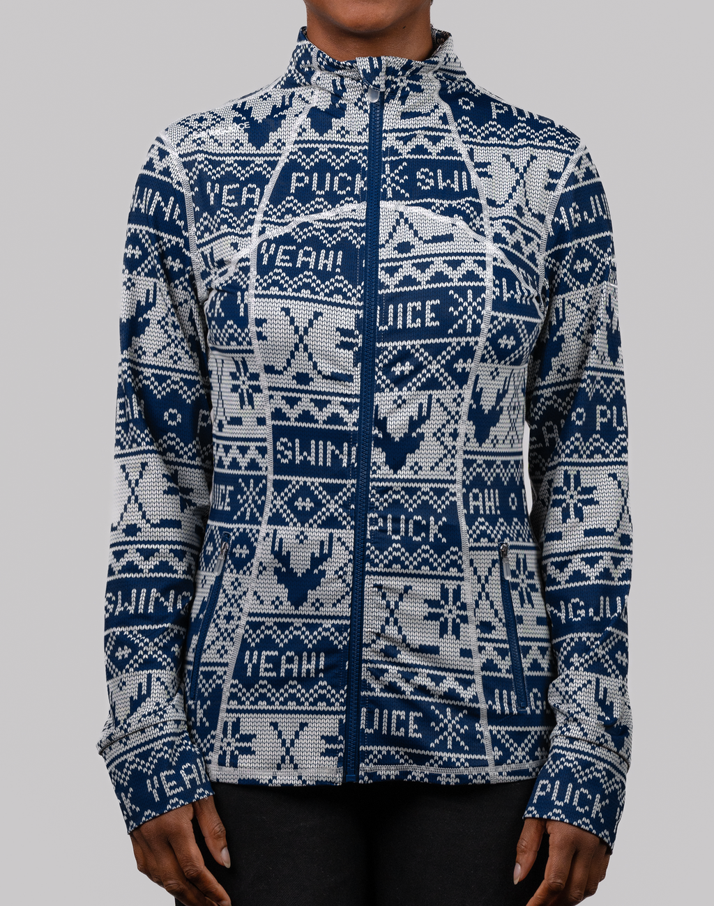 Hockey Puck Yeah Fairisle Women's Full Zip - Final Sale SwingJuice LLC