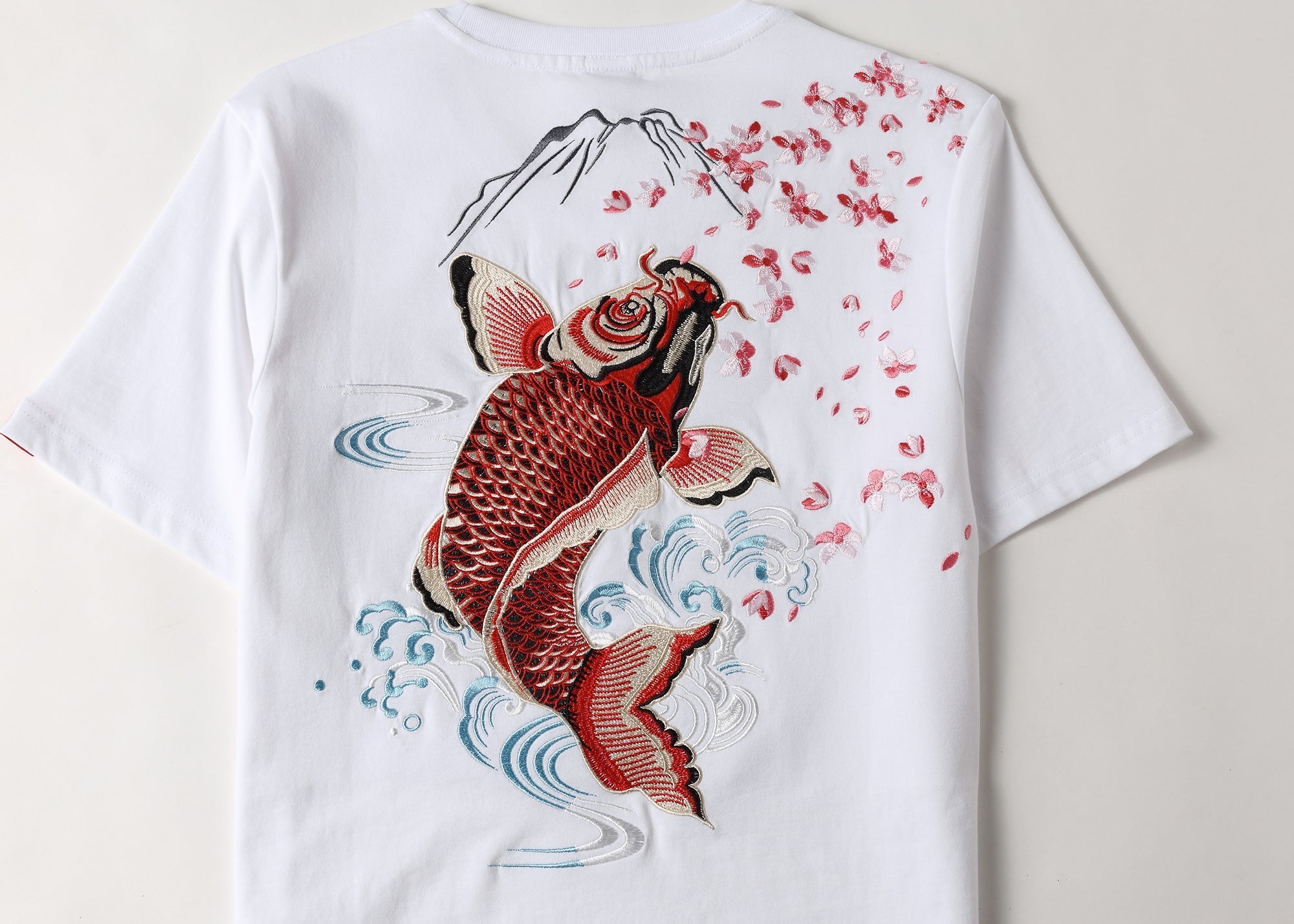 KH628 Red Koi Fish Embroidered Tee Niepce