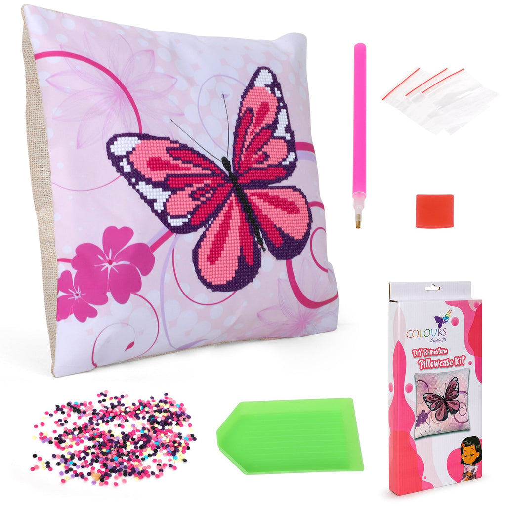 Diamond Art Pillowcase Kit - Butterfly Colours Crafts