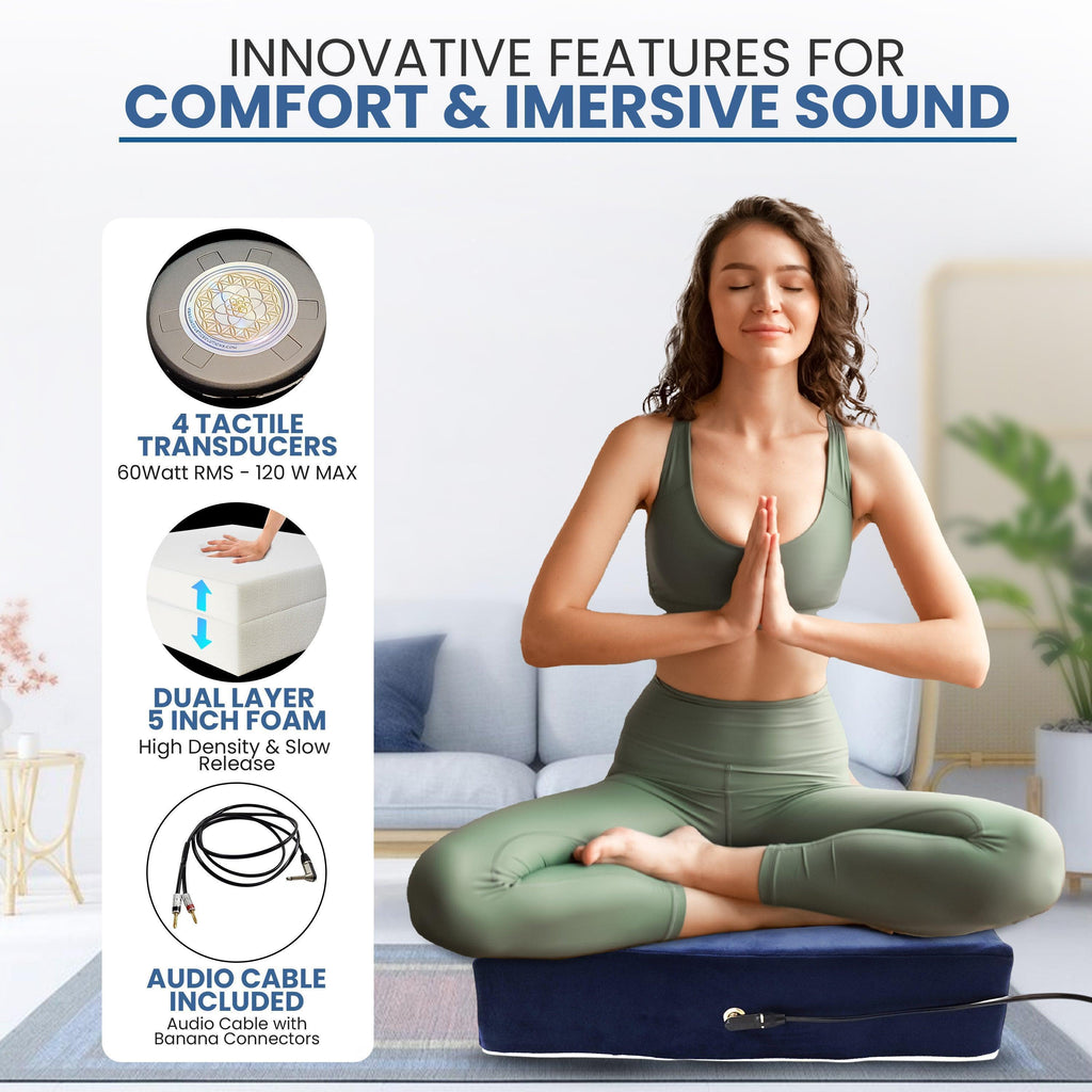 Vibroacoustic Therapy Zafu Meditation Cushion bundle with custom amplifier Vibroacoustic Solutions