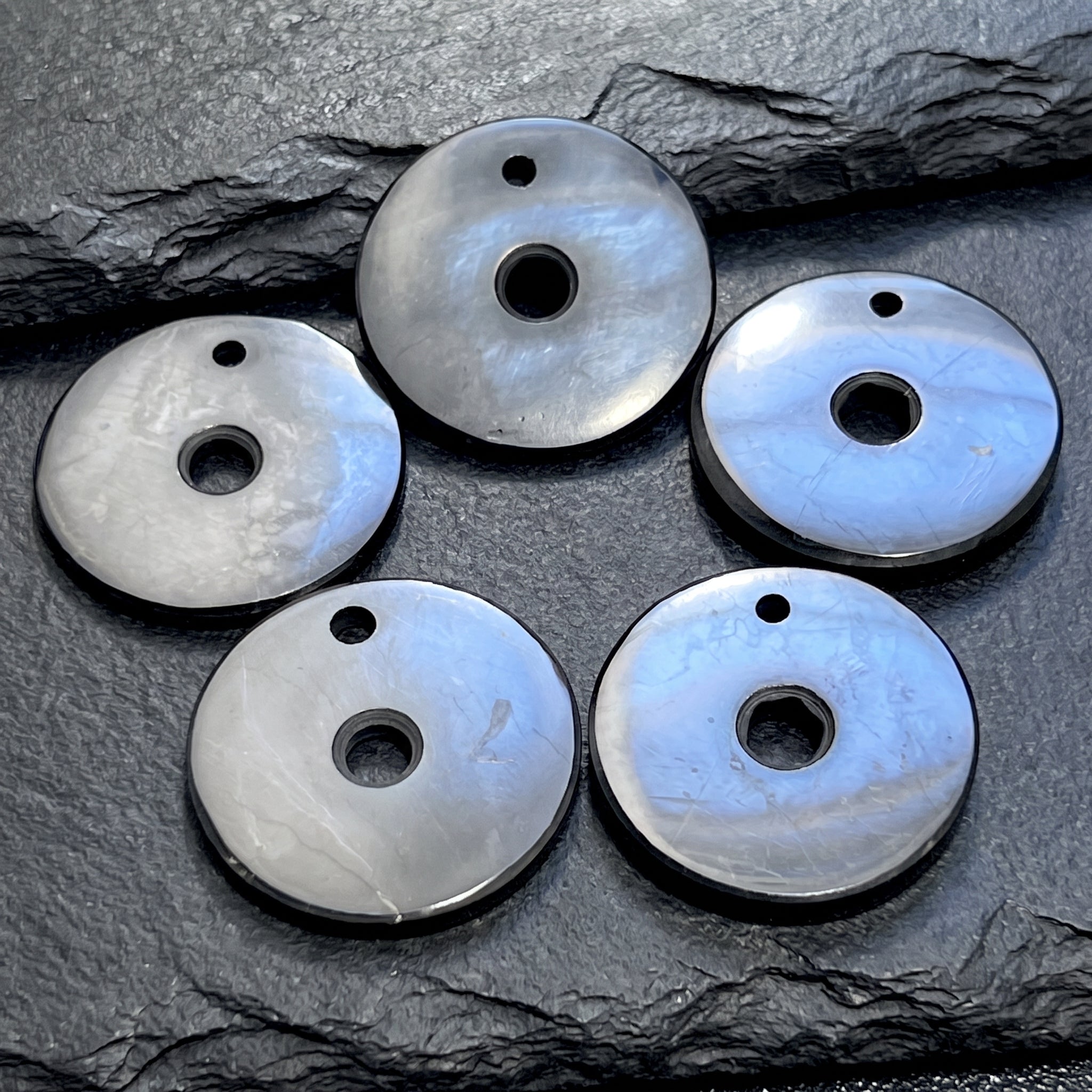 Black Shungite Circle Disc Beads Pendant Gemstone Jewelry Necklace Supply Amazing Crystals
