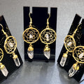DreamCatcher Earrings Pair (Quartz Crystal)(Gold Plated)(Stainless Steel Hooks) Gemstone Jewelry Supply Amazing Crystals