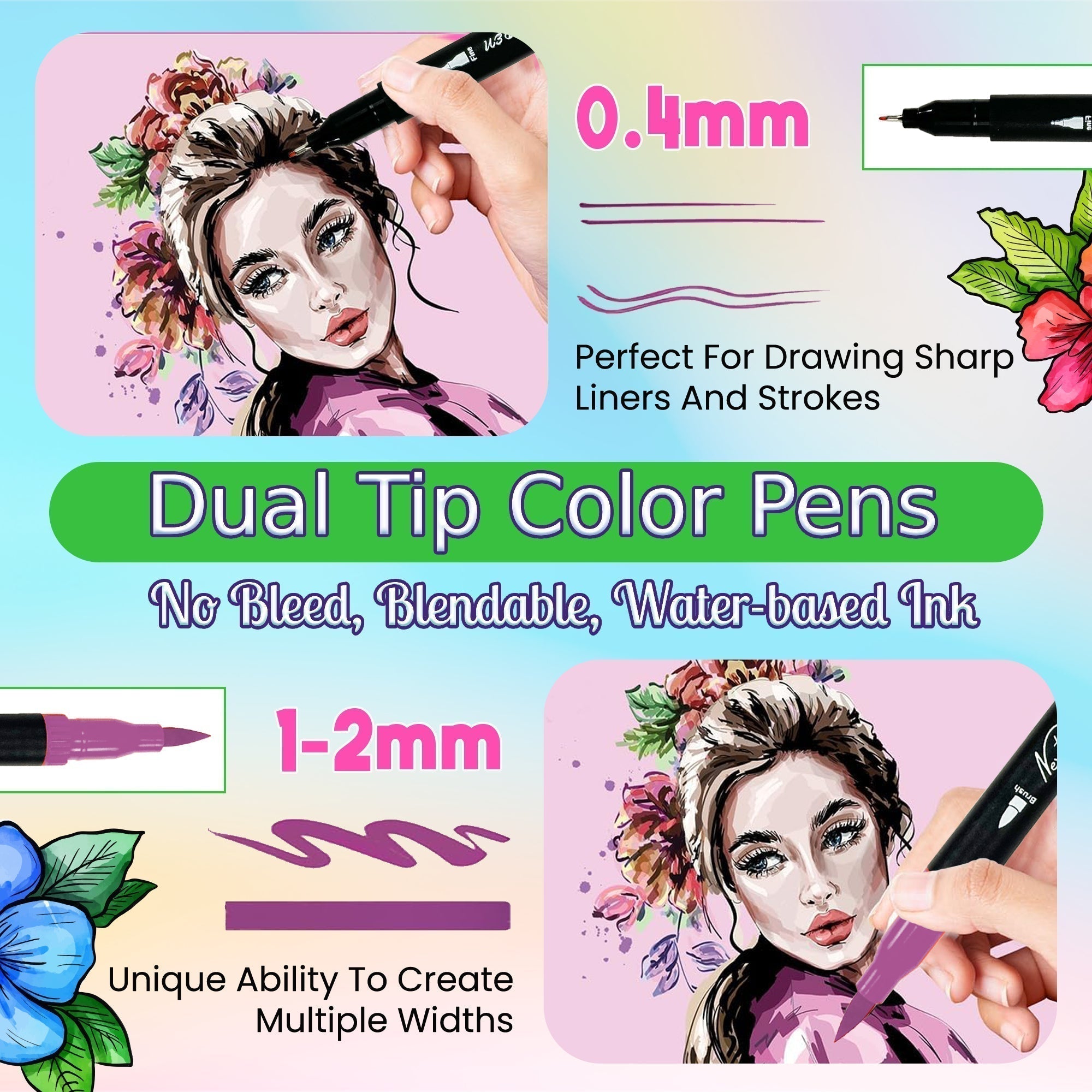 NextG Ideaz Dual Tip Brush Art Marker Pens - 80 Unique Color Pens NextG Ideaz