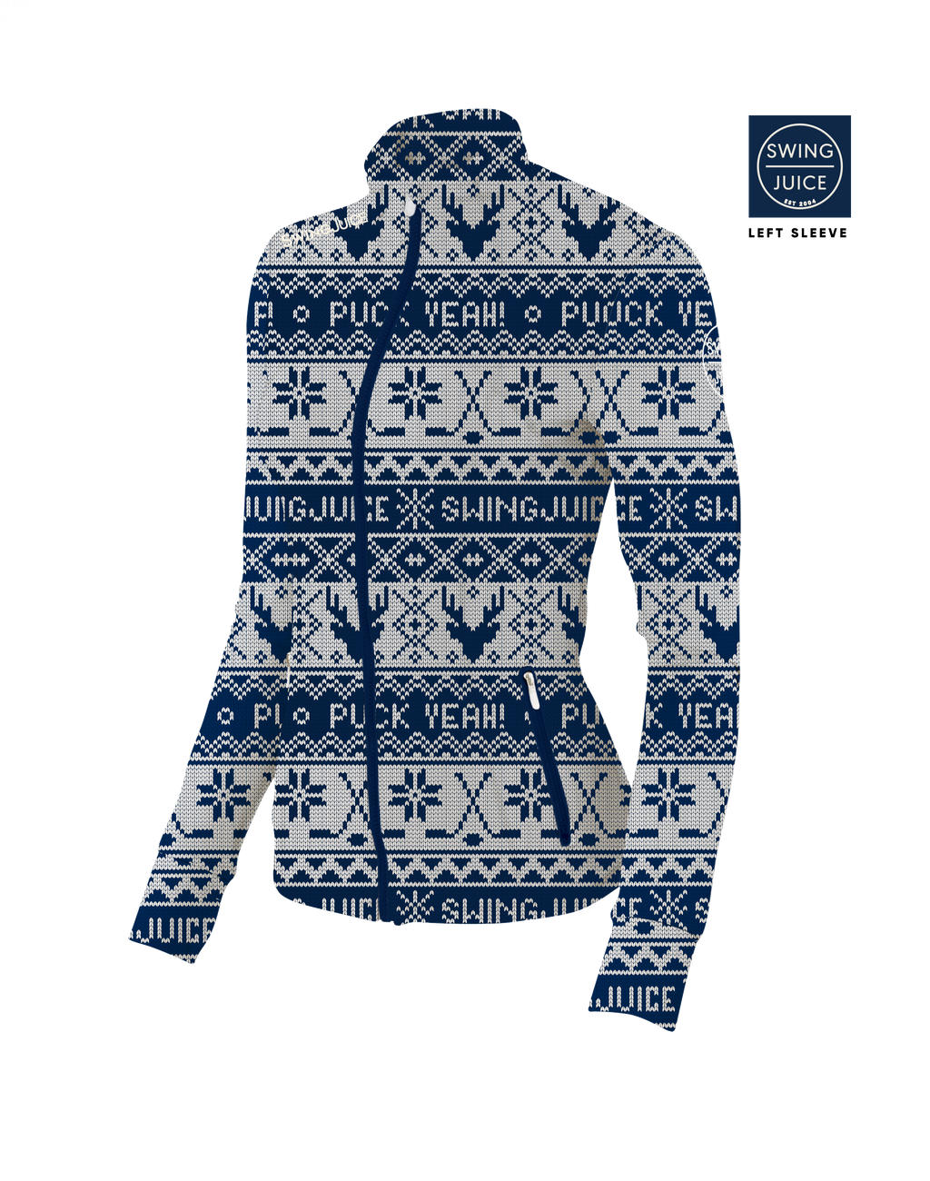 Hockey Puck Yeah Fairisle Women's Full Zip - Final Sale SwingJuice LLC