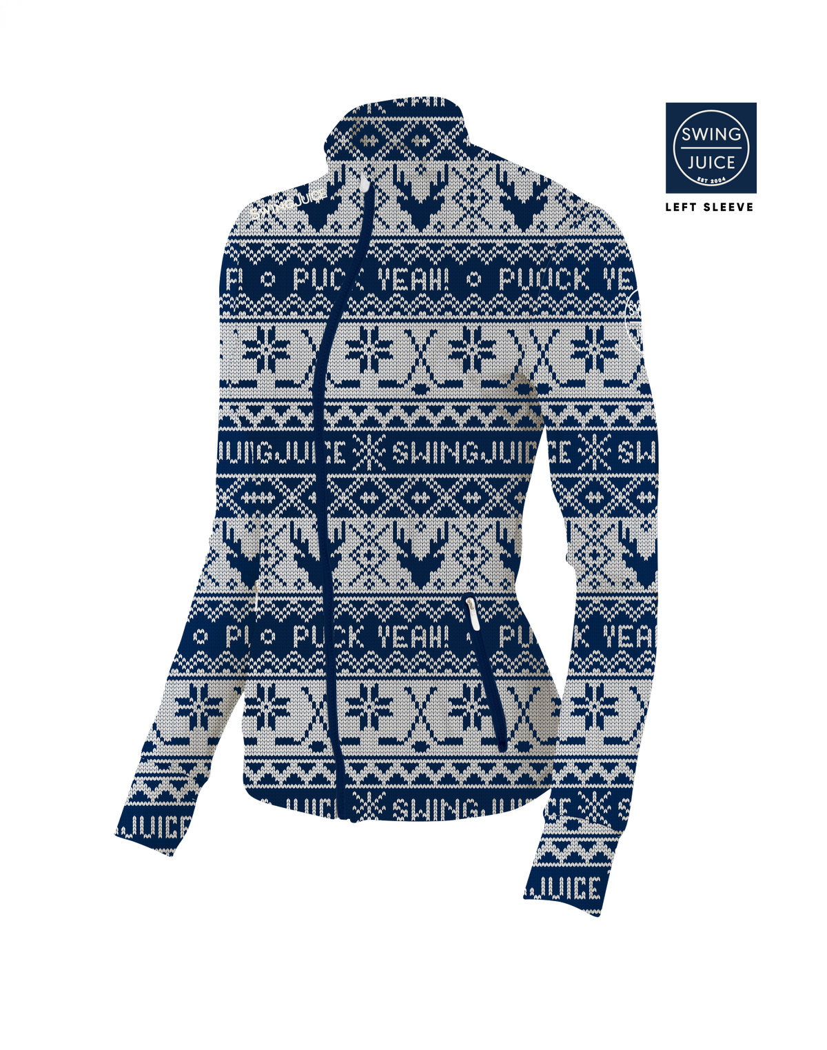 Hockey Puck Yeah Fairisle Women's Full Zip - Final Sale SwingJuice LLC