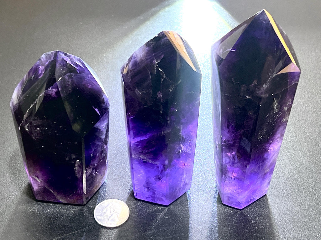 Large Dark Amethyst Crystal Faceted Standing Tower Carving Amazing Crystals