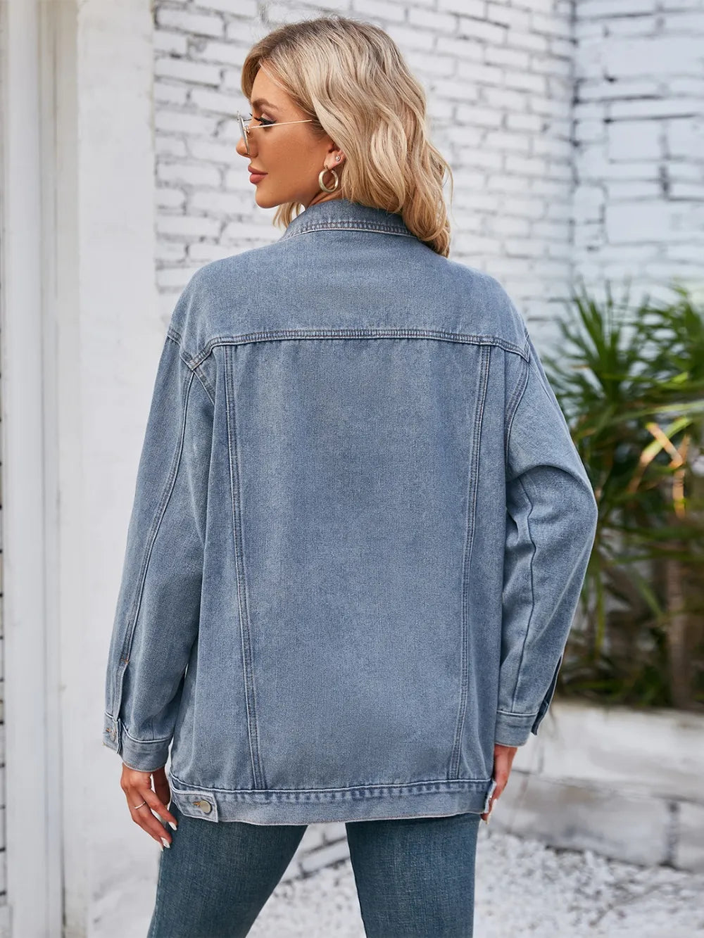 Button Up Long Sleeve Denim Jacket NicholesGifts