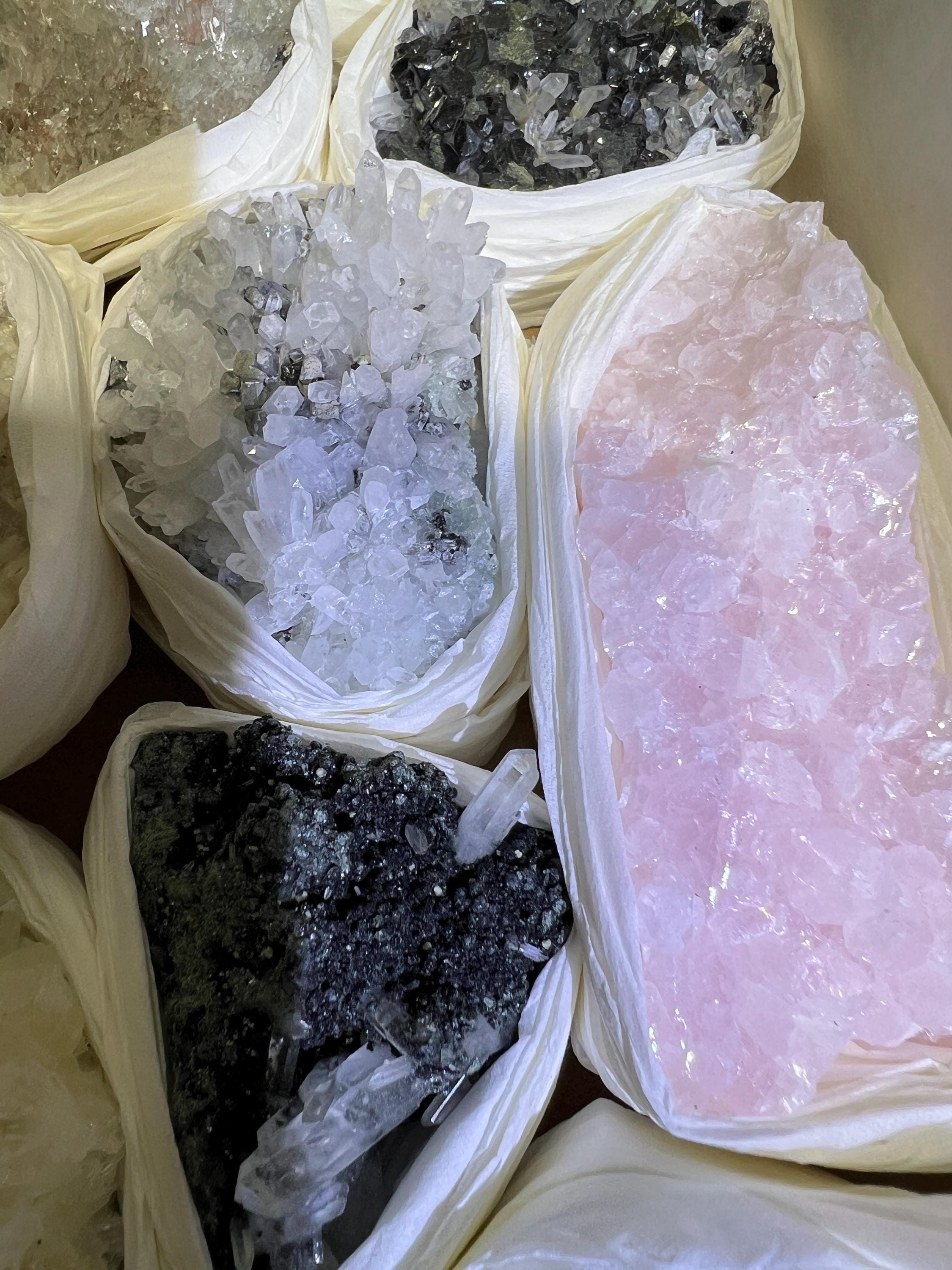 Bolivian Minerals Crystal Mixed Collection (Large 15x10 Inch Flat) Pyrite Sphalerite Galena Quartz Pink Mangano Calcite Amazing Crystals