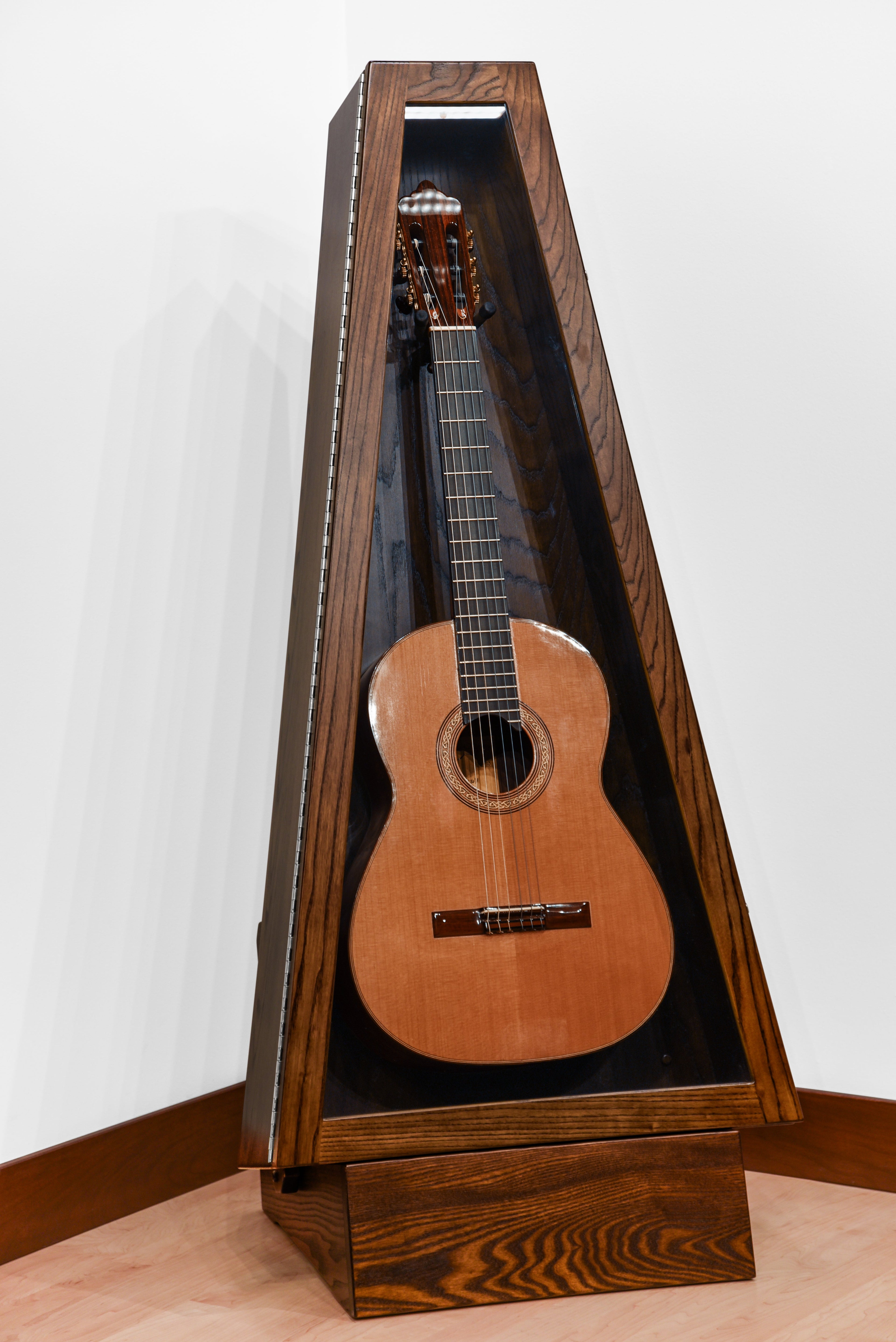 ClimaStand Triangle Humidor with Base - Northern White Ash with Rich Tobacco Stain Acoustic Remedy Cases