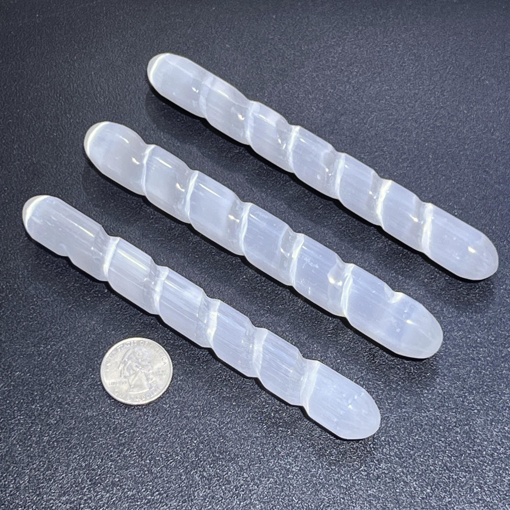 Selenite Satin Spar Crystal Spiral Wand Carving (5-6 Inches) Amazing Crystals
