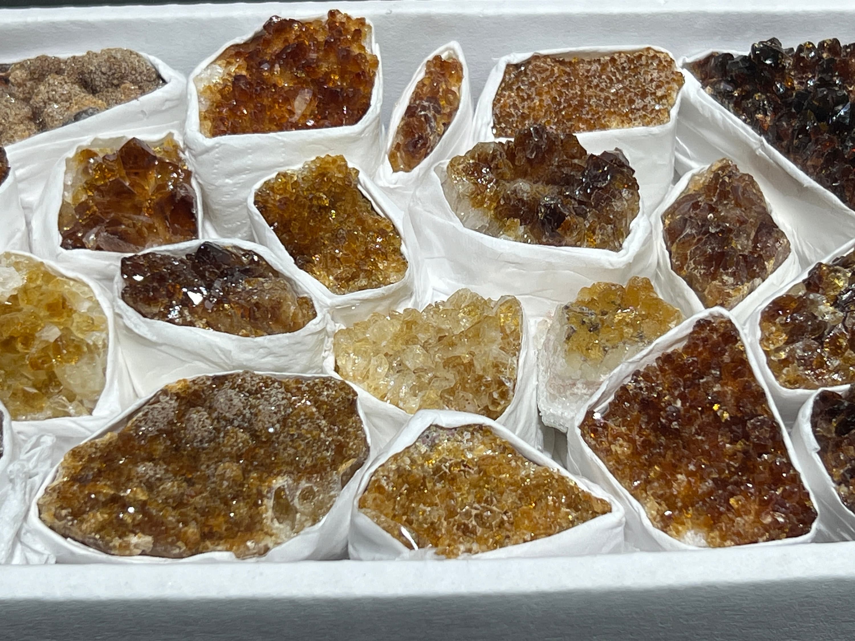 Citrine Druzy Crystal Cluster Wholesale Box Flat Amazing Crystals