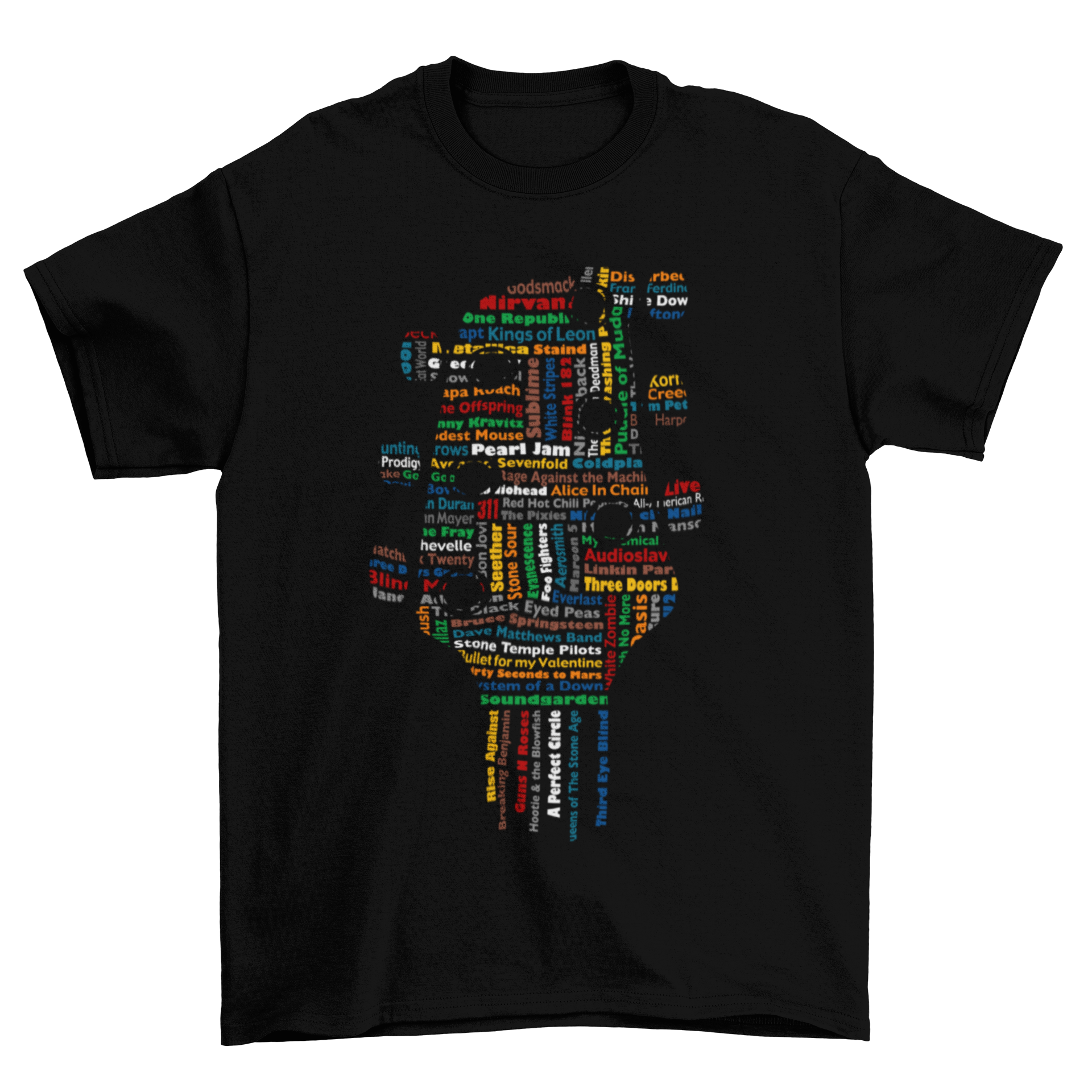 Msstzblkbz T-Shirt - Colorful Guitar's Head Band Design Taboo