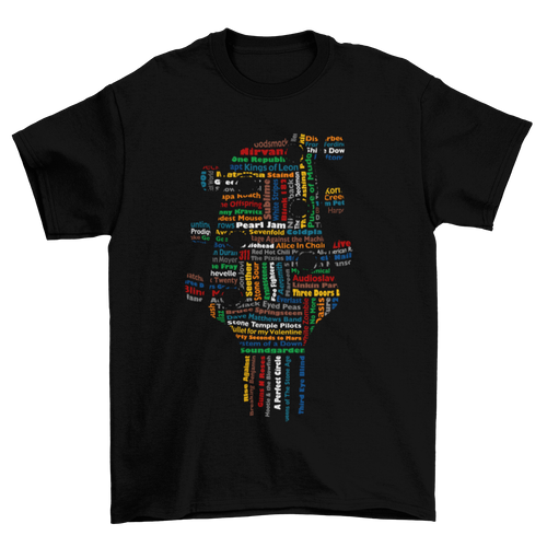 Msstzblkbz T-Shirt - Colorful Guitar's Head Band Design Taboo