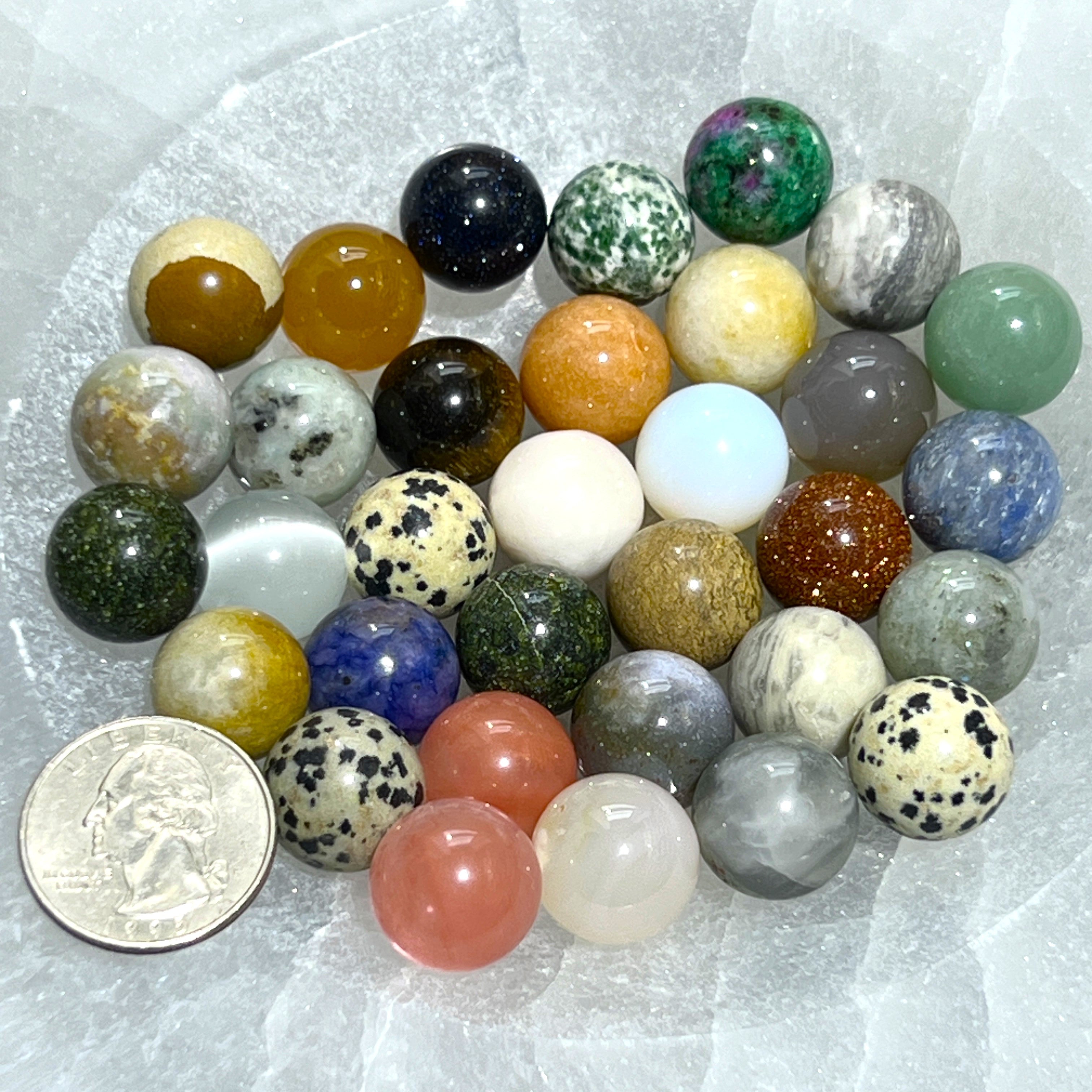 Mixed Crystal Spheres Small Marble Size (15mm) Carving Amazing Crystals