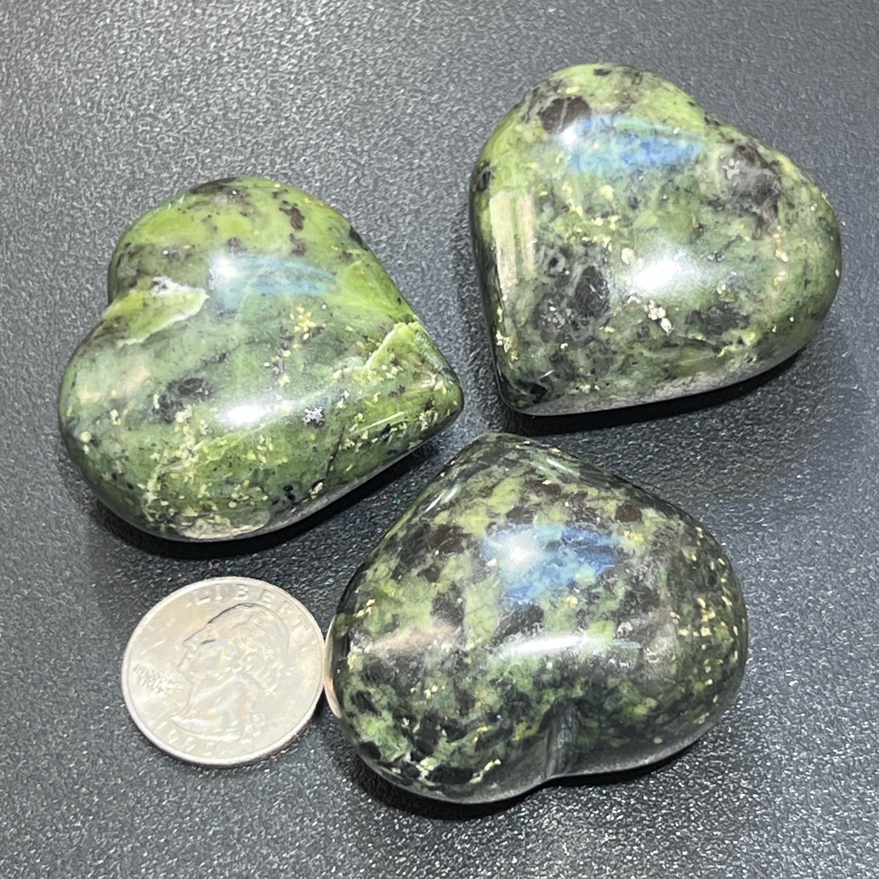 Green Nephrite Jade Puffy Heart Crystal Carving Wholesale Amazing Crystals