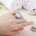 Silver Tone Stretch Ring Watch White Round Dial Fashion Hut Jewelry