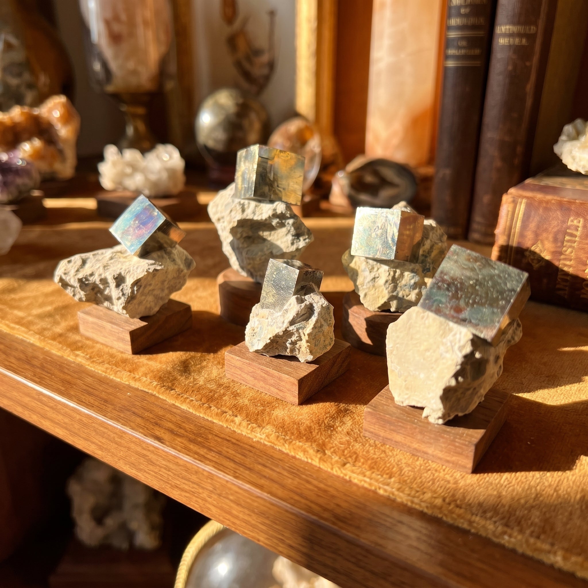 Golden Iron Pyrite Crystal Cubes In Rough Raw Matrix Amazing Crystals