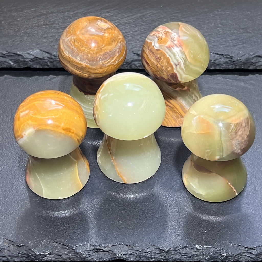 Green Banded Calcite Mushroon Crystal Carving Amazing Crystals