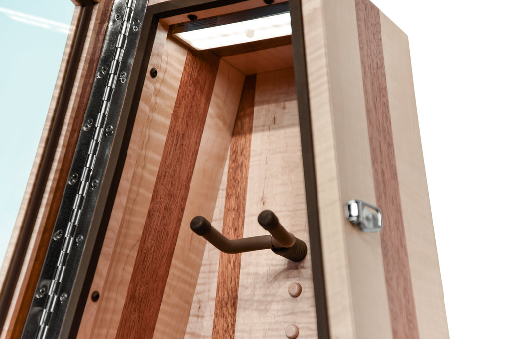 ClimaCase Triangle Humidor - Flamed Maple with Mahogany Acoustic Remedy Cases
