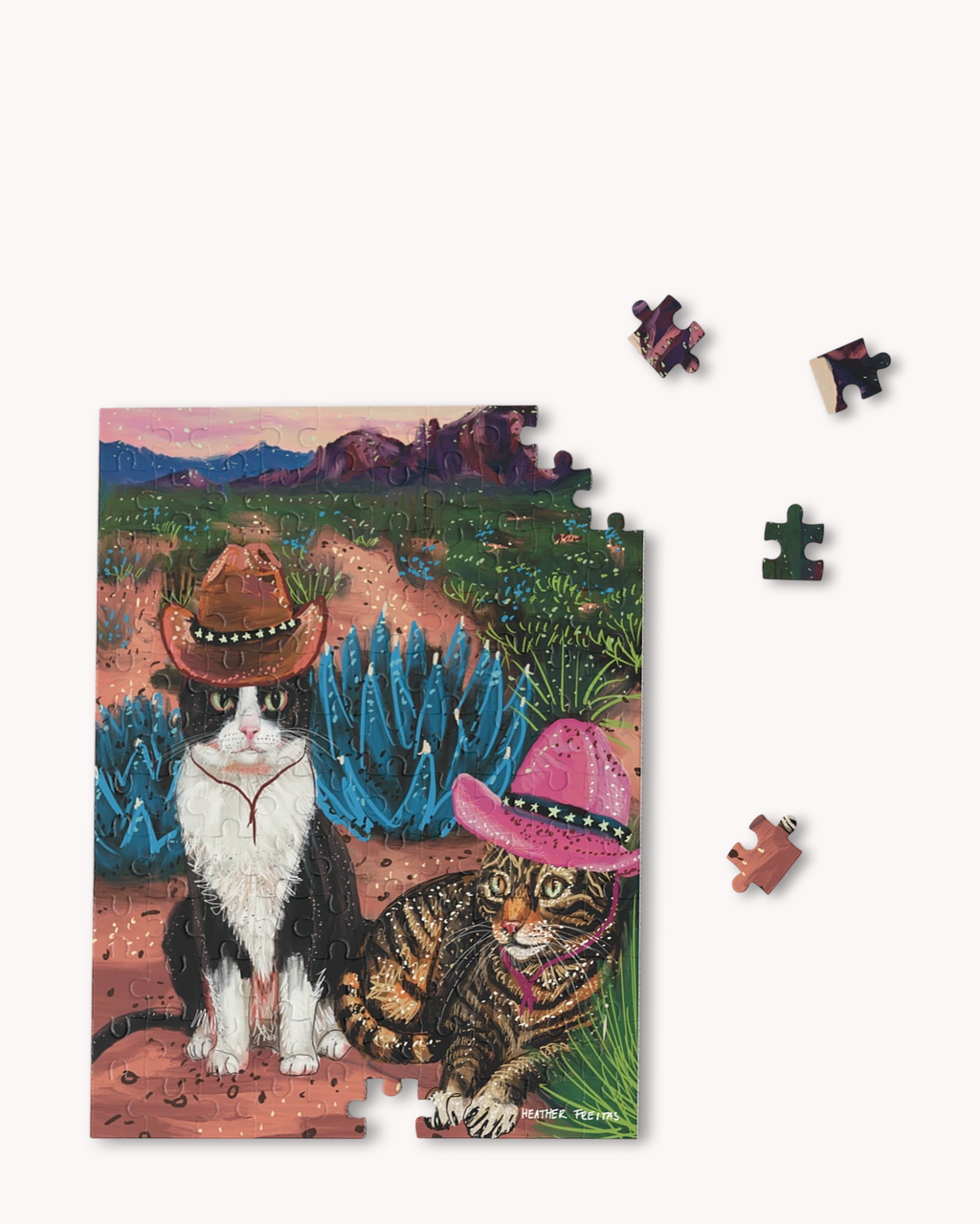 Cowboy Cats Puzzle ( 120 - 500 Piece ) Heather Freitas