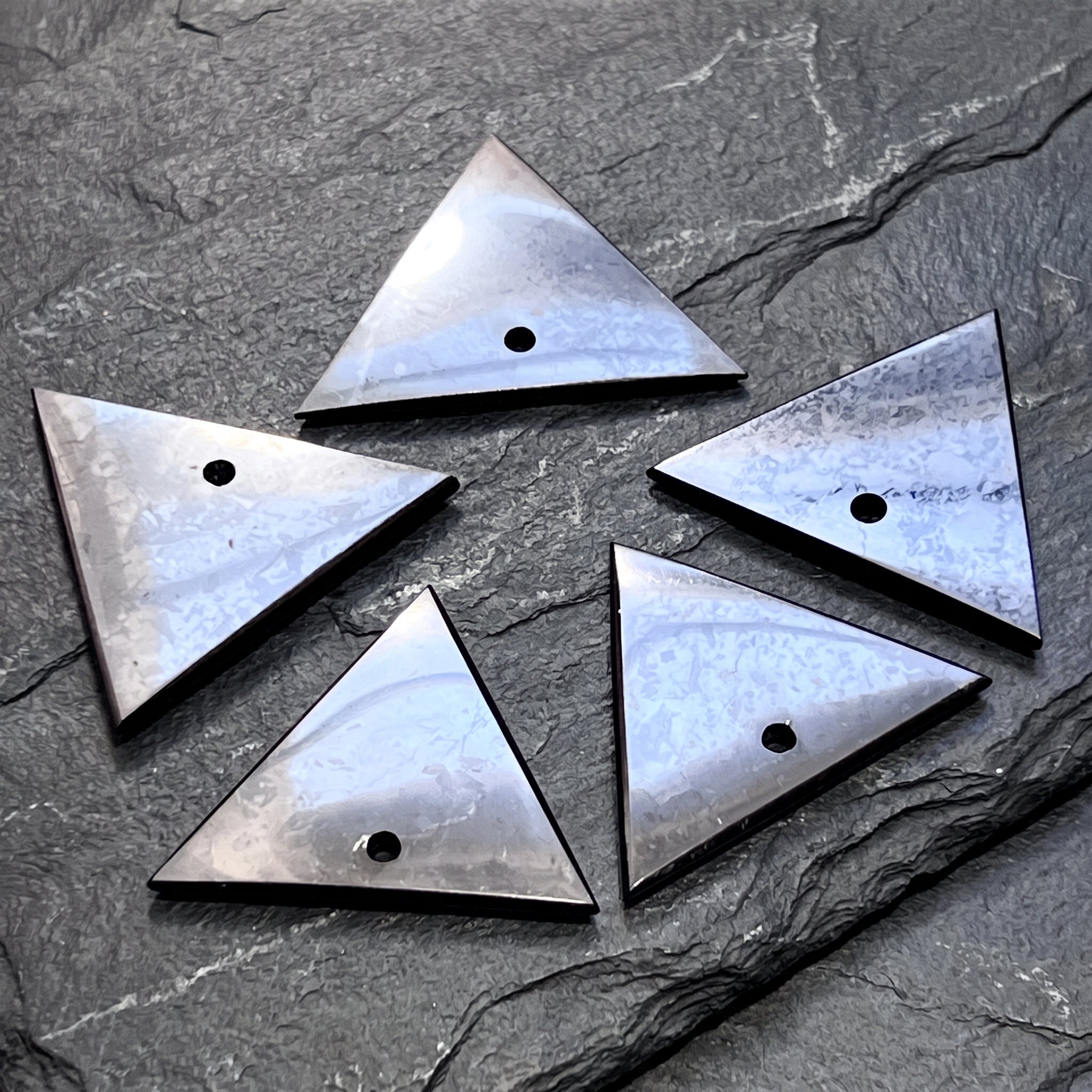 Black Shungite Triangle Drilled Beads Pendant Gemstone Jewelry Necklace Supply Amazing Crystals