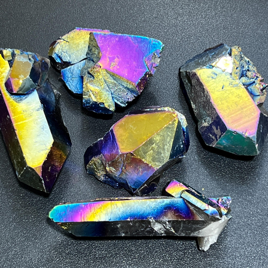 Extra Large Titanium Aura Quartz Crystal Clusters And Rough Raw Points Amazing Crystals