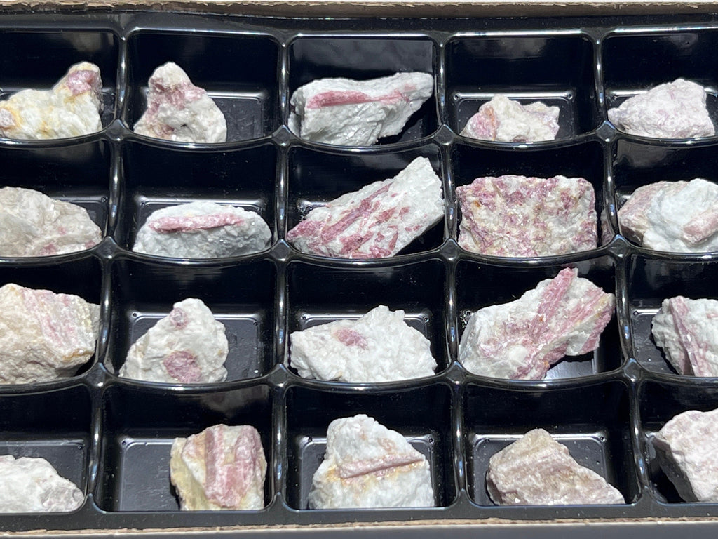 Pink Tourmaline Crystals (24 Pcs) Box Flat Bulk Wholesale Lot Rough Raw Stones Gemstones Amazing Crystals