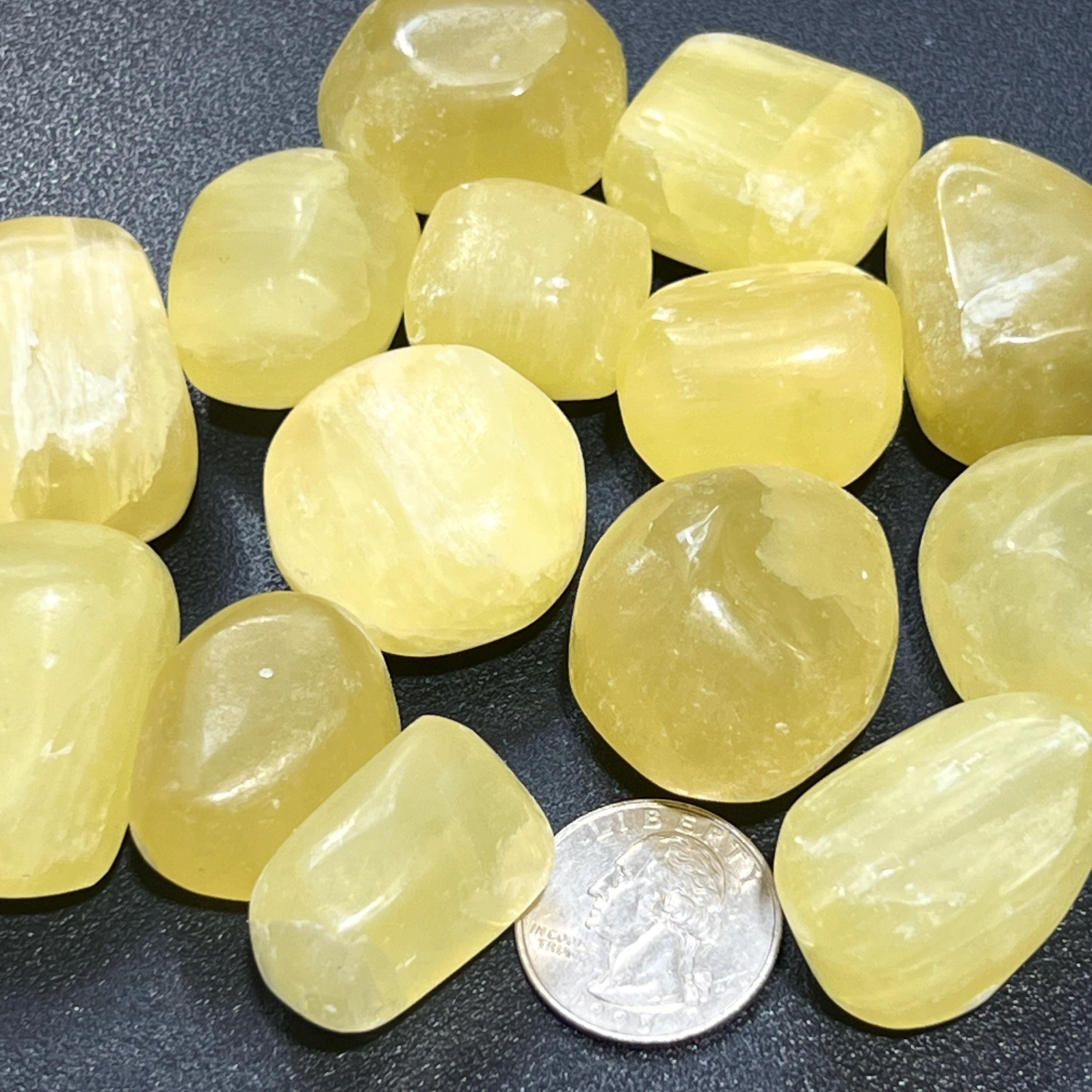 Lemon Yellow Calcite Tumbled Stones (By The Piece Or Pound) Bulk Wholesale Amazing Crystals