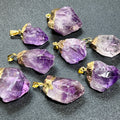 Amethyst Crystal Raw Point Pendant (Gold Plated) Gemstone Jewelry Necklace Supply Amazing Crystals