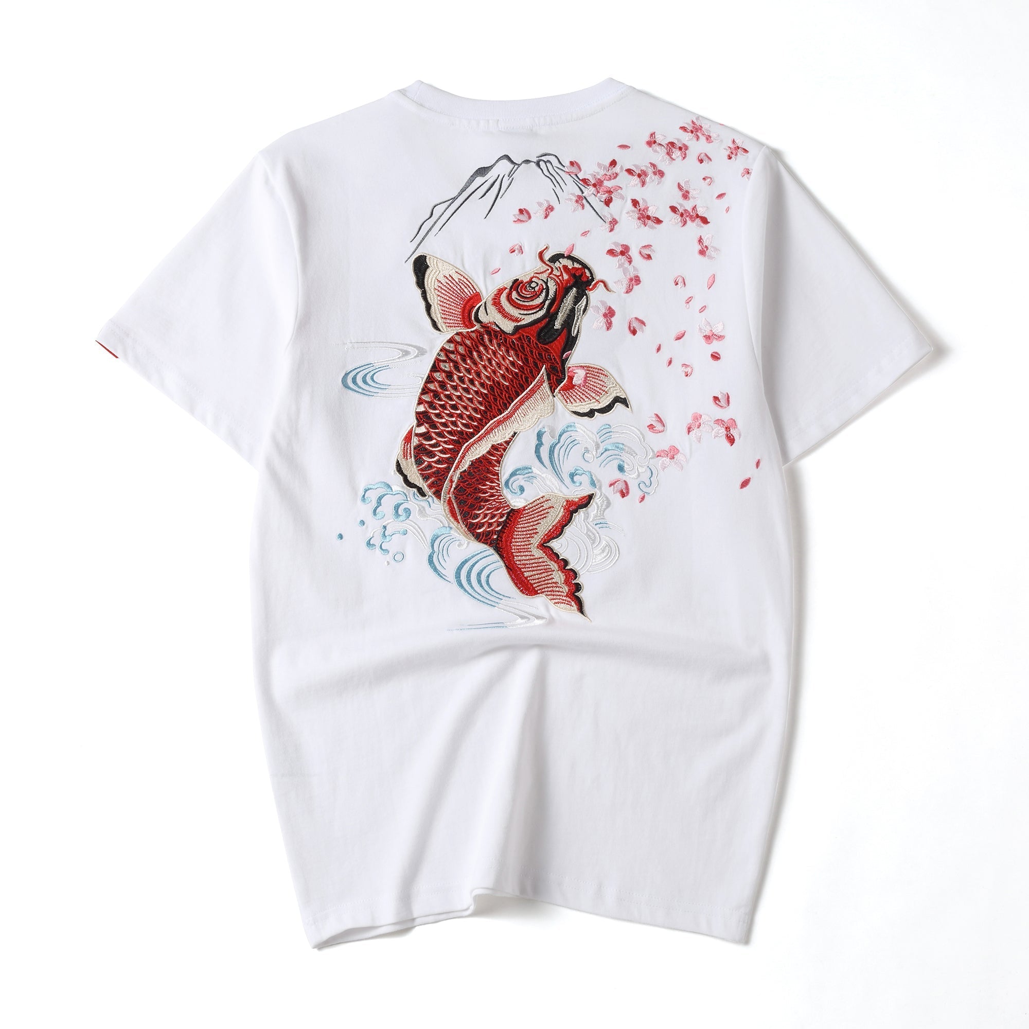 KH628 Red Koi Fish Embroidered Tee Niepce