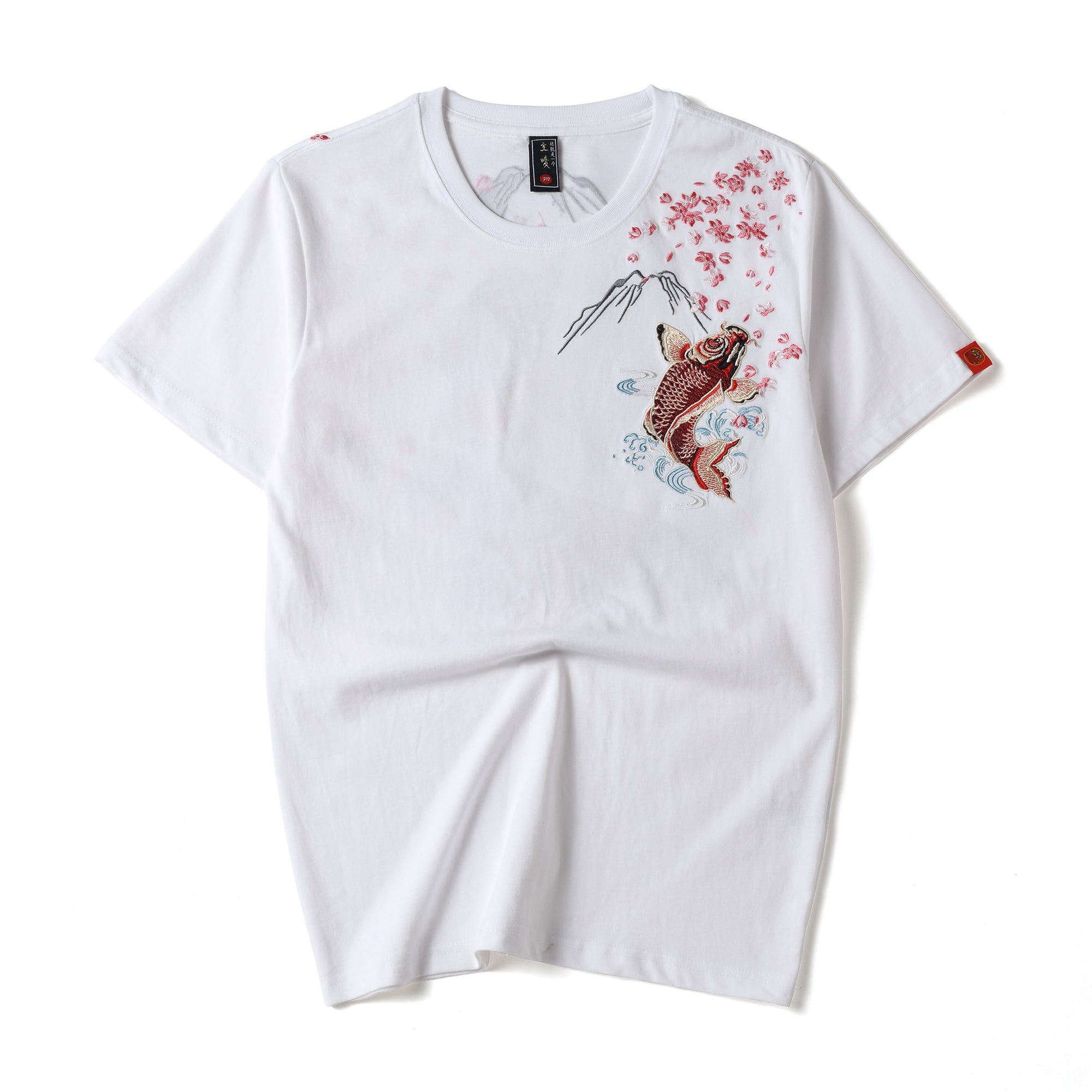 KH628 Red Koi Fish Embroidered Tee Niepce