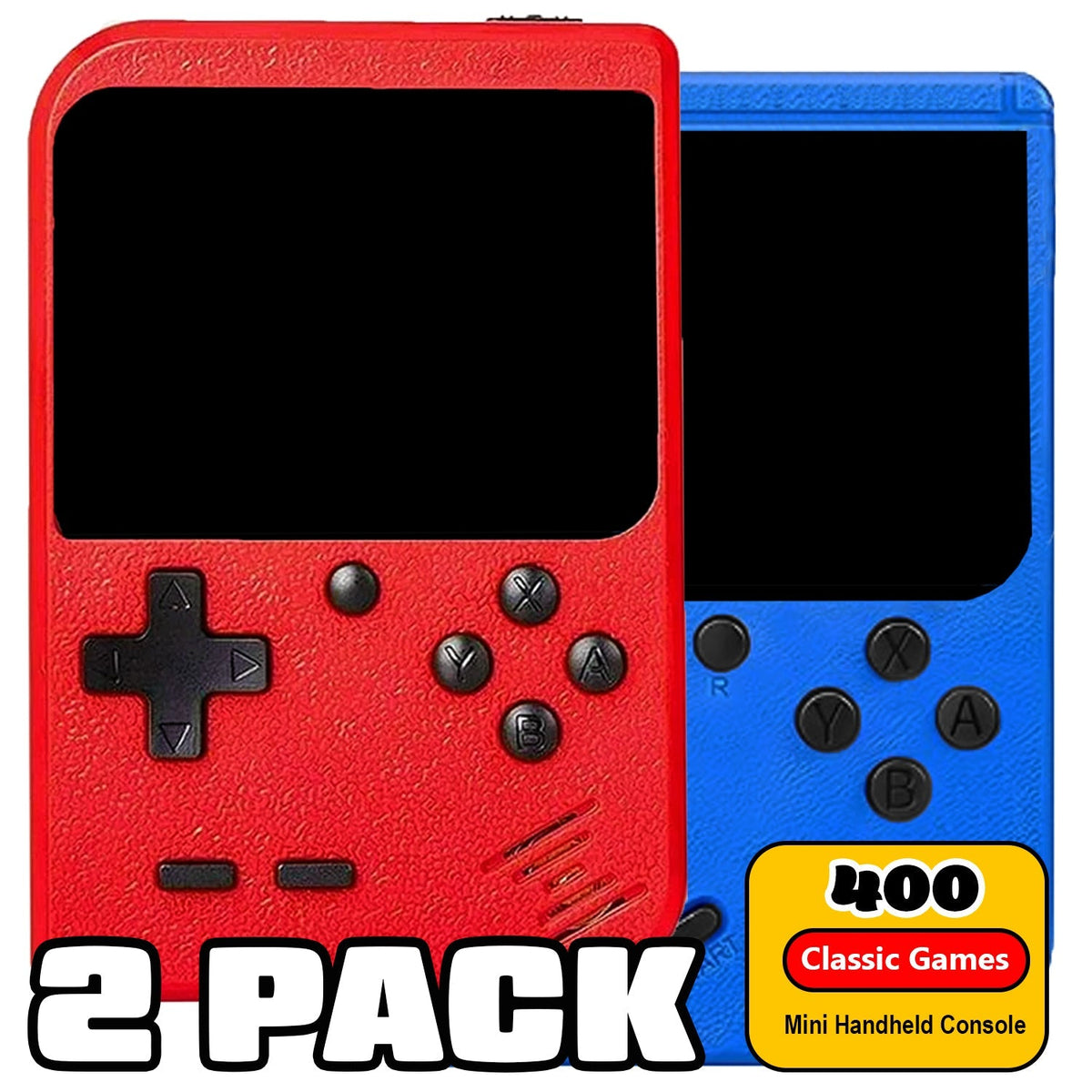 2 Pack Handheld Games for Kids Console 400 Retro Video Games, Portable Gaming Player Mini Arcade Electronic Toy Gifts for Boys Girls 2 Pack The Noodley