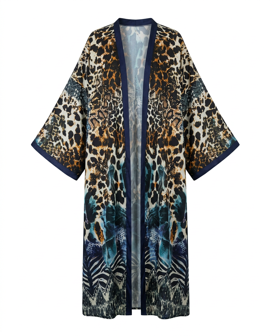 Fierce Leopard Print Boho Kaftan Boho Brown
