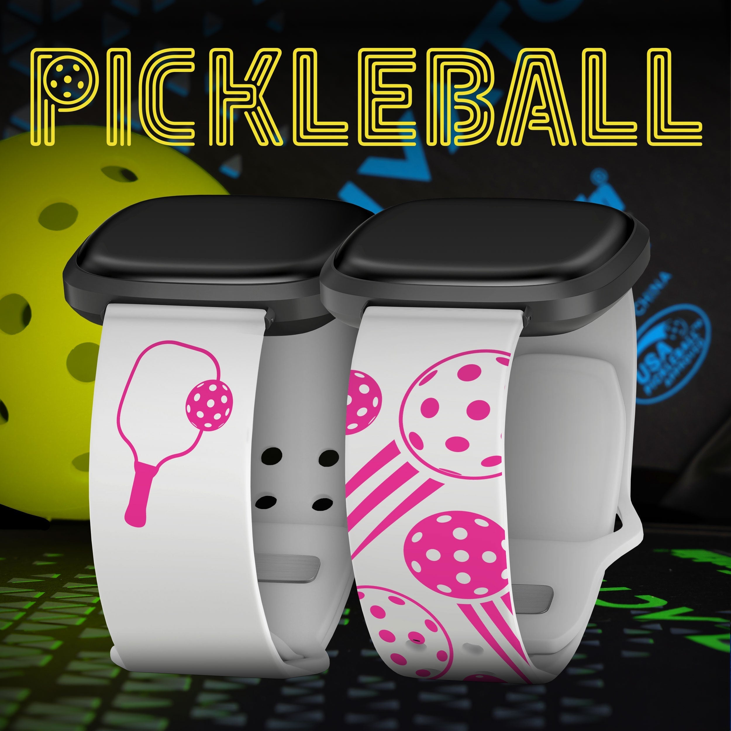 Pickleball Brights HD Fitbit Versa 3 & Sense 1 Watch Band Affinity Bands