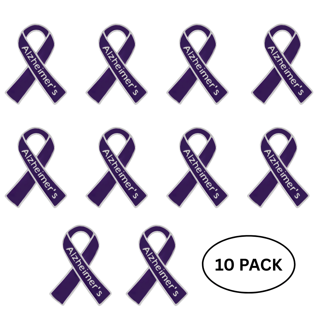 10 Pack Alzheimer's Awareness Ribbon Pins The Awareness Company