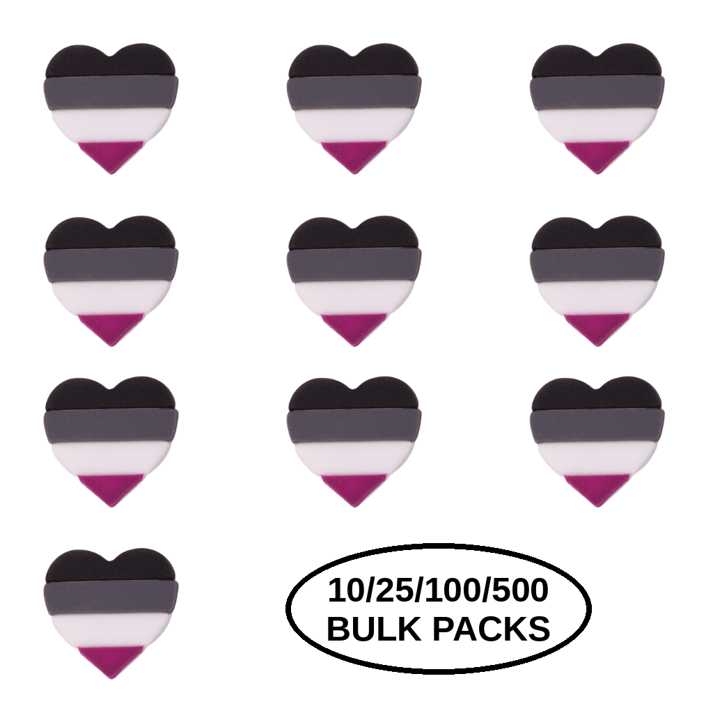 10/25/100/500 Asexual Flag Heart Silicone Pins The Awareness Company