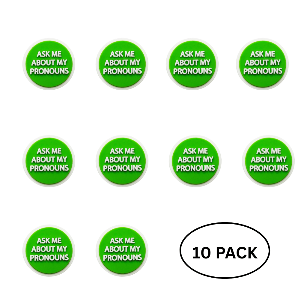 10 Pack Ask Me My Pronoun Silicone Pins The Awareness Company