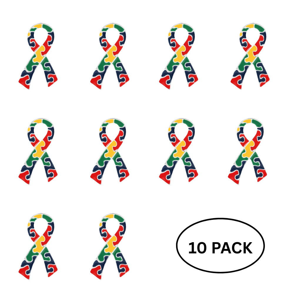 10 Pack Autism Awareness Ribbon Flat Pins The Awareness Company