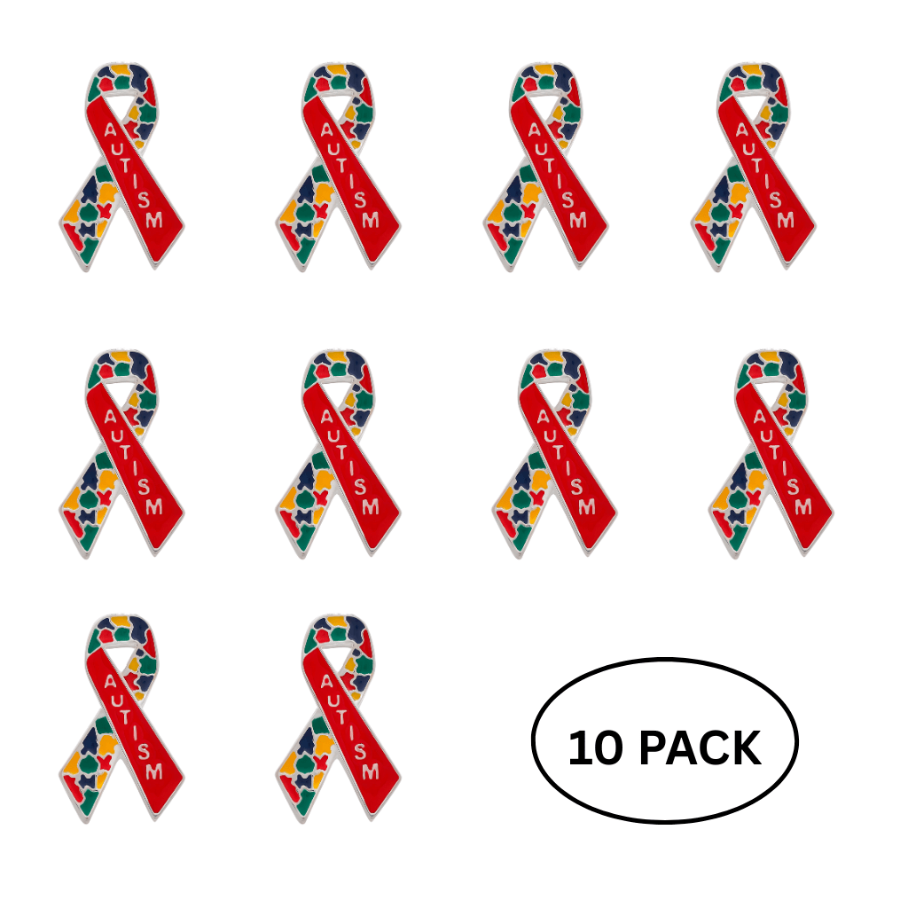 10 Pack Autism Awareness Ribbon Pins The Awareness Company