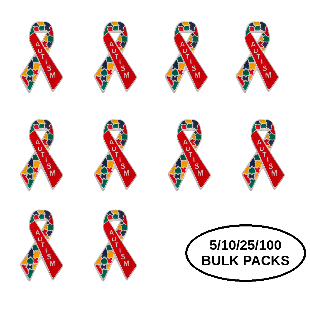 5/10/25/100 Pack Autism Awareness Ribbon Pins The Awareness Company