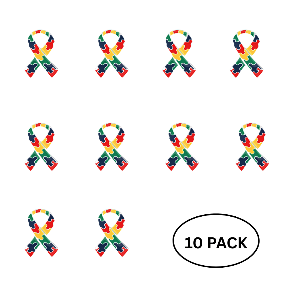 10 Pack Autism Ribbon Pins The Awareness Company