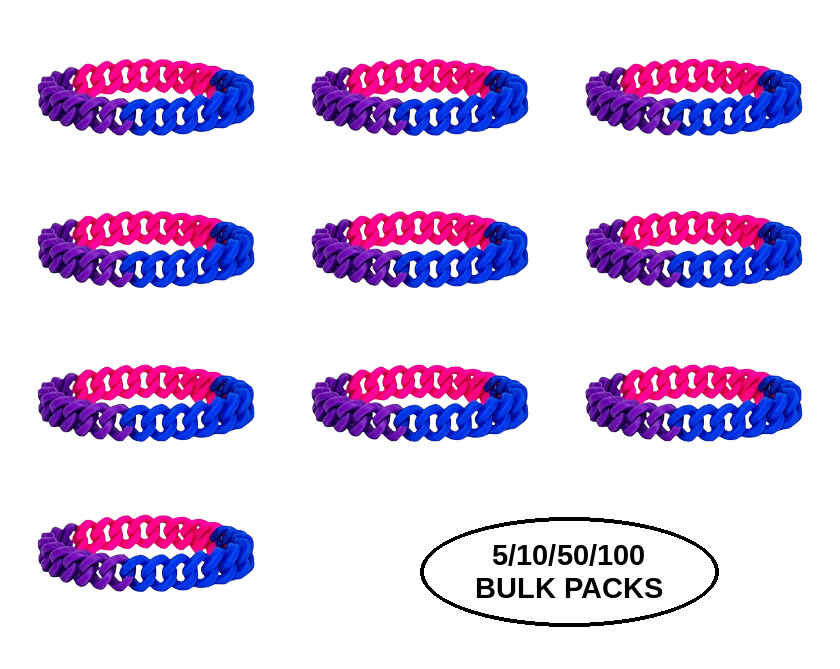 5/10/50/100 Bisexual Chain Link Silicone Bracelets The Awareness Company