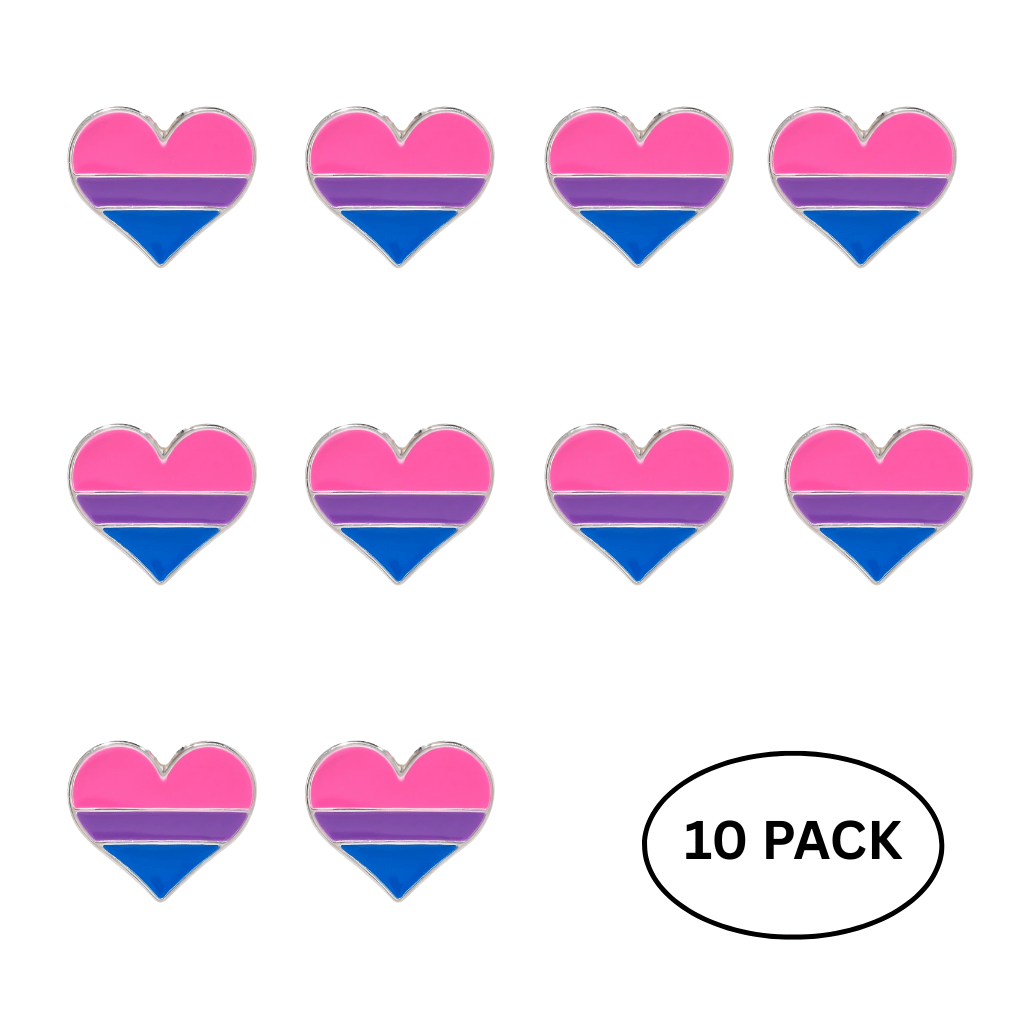 10 Pack Bisexual Flag Heart Pins The Awareness Company