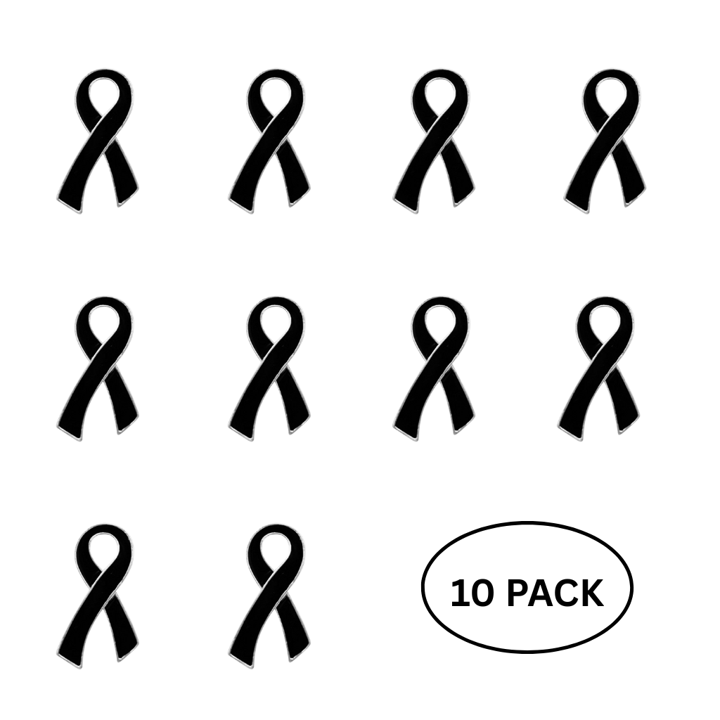 10 Pack Black Ribbon Lapel Pins The Awareness Company