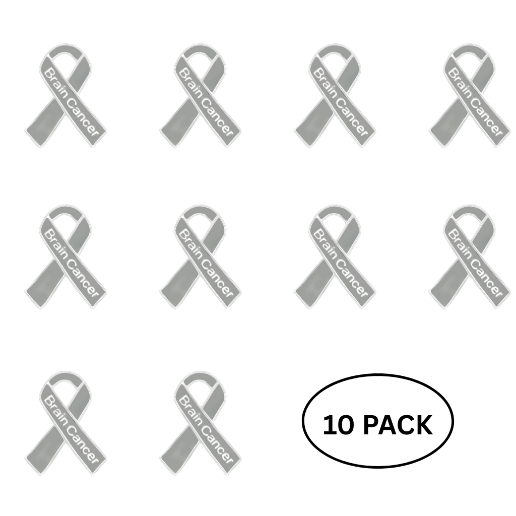 10 Pack Brain Cancer Awareness Ribbon Pins The Awareness Company